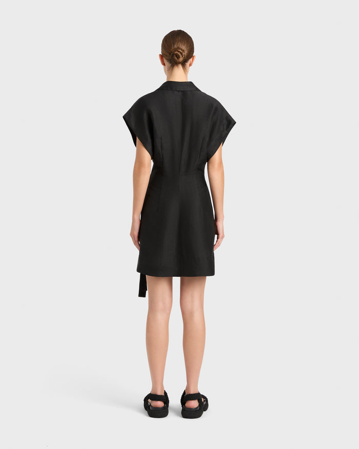 Bondi Born Bormio Wrap Mini Dress - Black