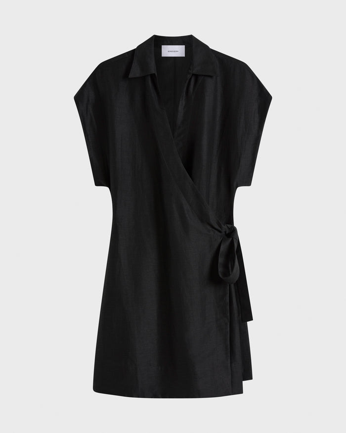 Bondi Born Bormio Wrap Mini Dress - Black