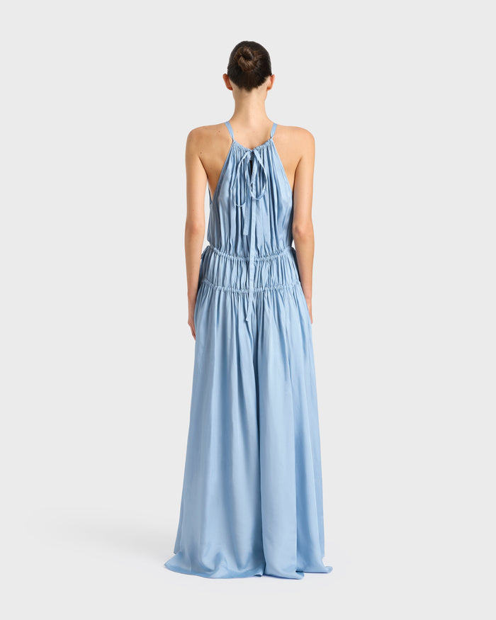 Bondi Born Como Tie Gathered Maxi Dress - Sky Blue