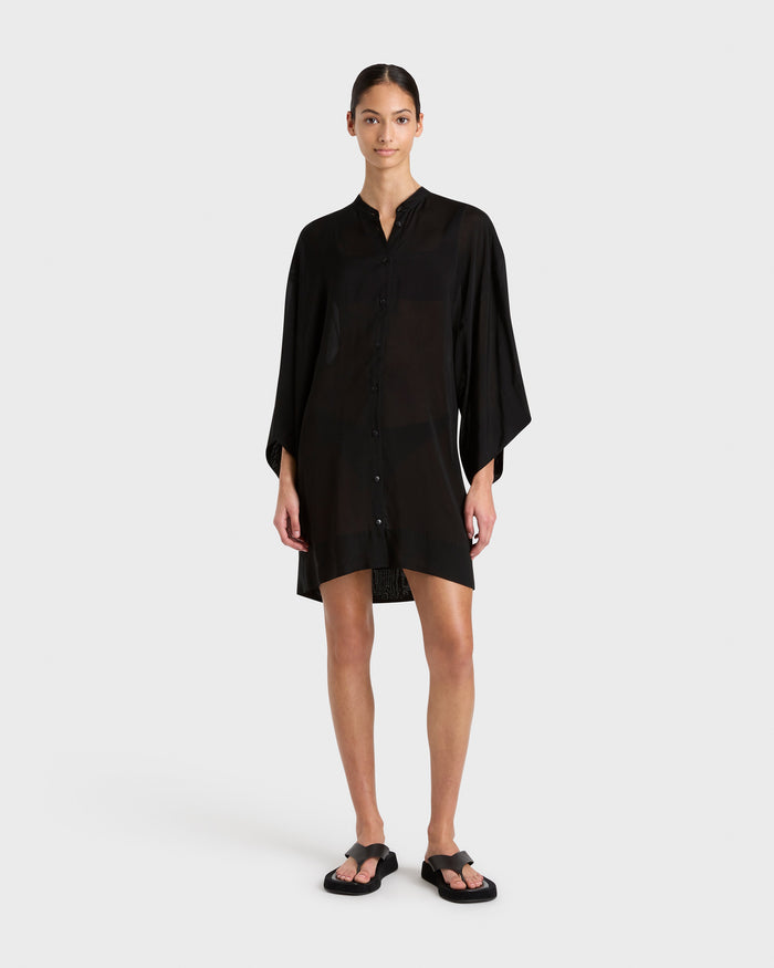 bondi born Cremona Mini Kimono Coverup - Black