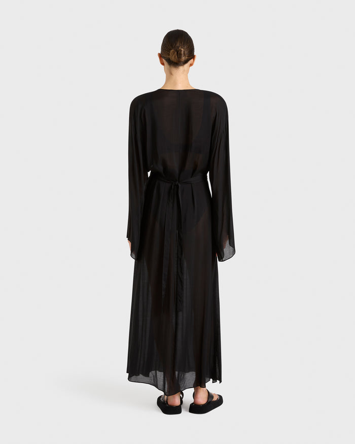 Bondi Born Cremona Plunge Front Maxi Coverup - Black