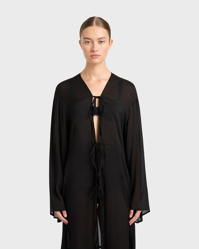 Bondi Born Cremona Tie-Front Maxi Coverup - Black
