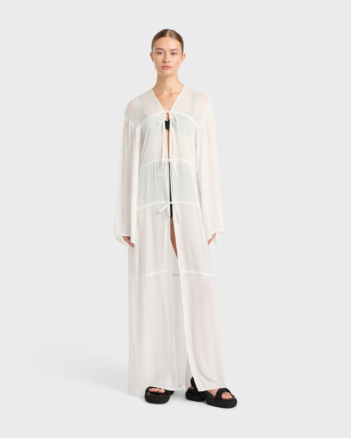 bondi born Cremona Tie-Front Maxi Coverup - White