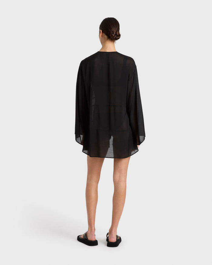 Bondi Born Cremona Tie-Front Mini Coverup - Black