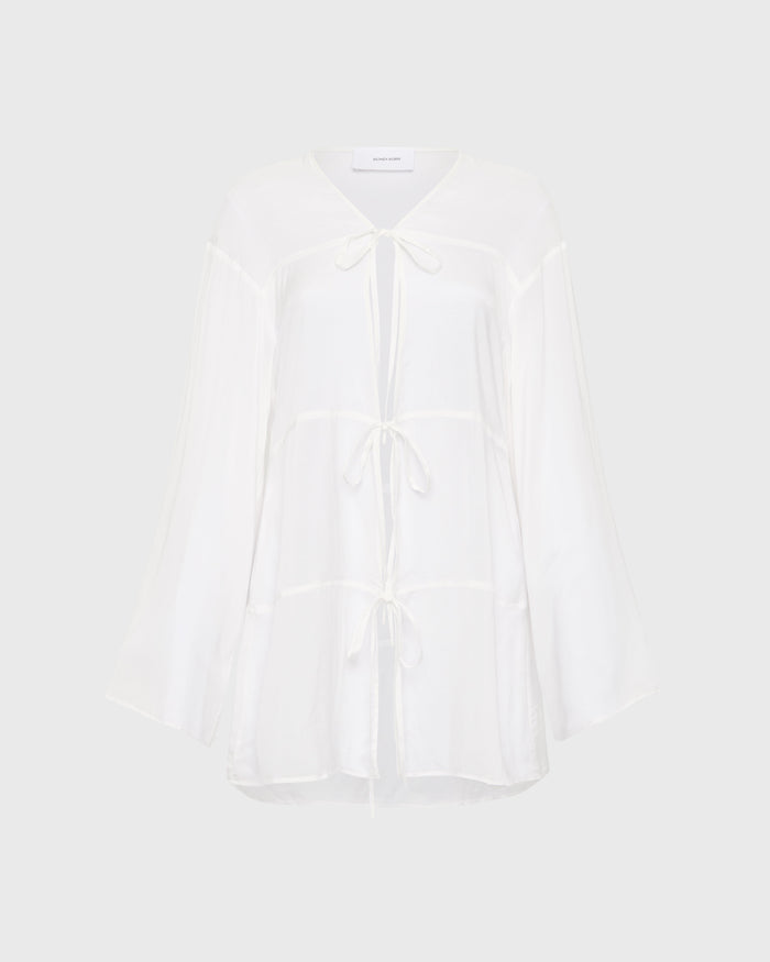 Bondi Born Cremona Tie-Front Mini Coverup - White