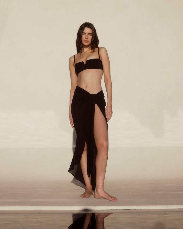 Bondi Born Cremona Tie-Front Sarong - Black