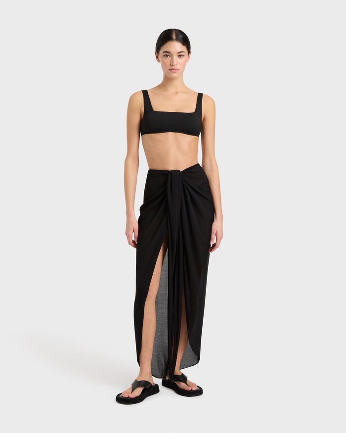 bondi born Cremona Tie-Front Sarong - Black