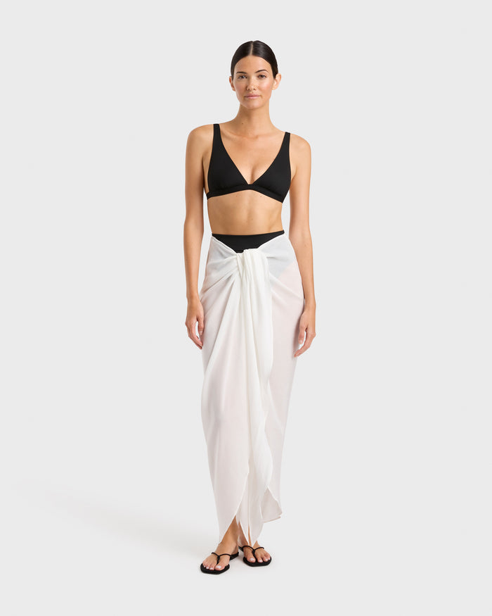 bondi born Cremona Tie-Front Sarong - White