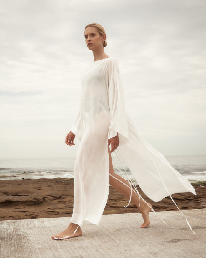 Bondi Born Cremona Tie-Side Maxi Coverup - White