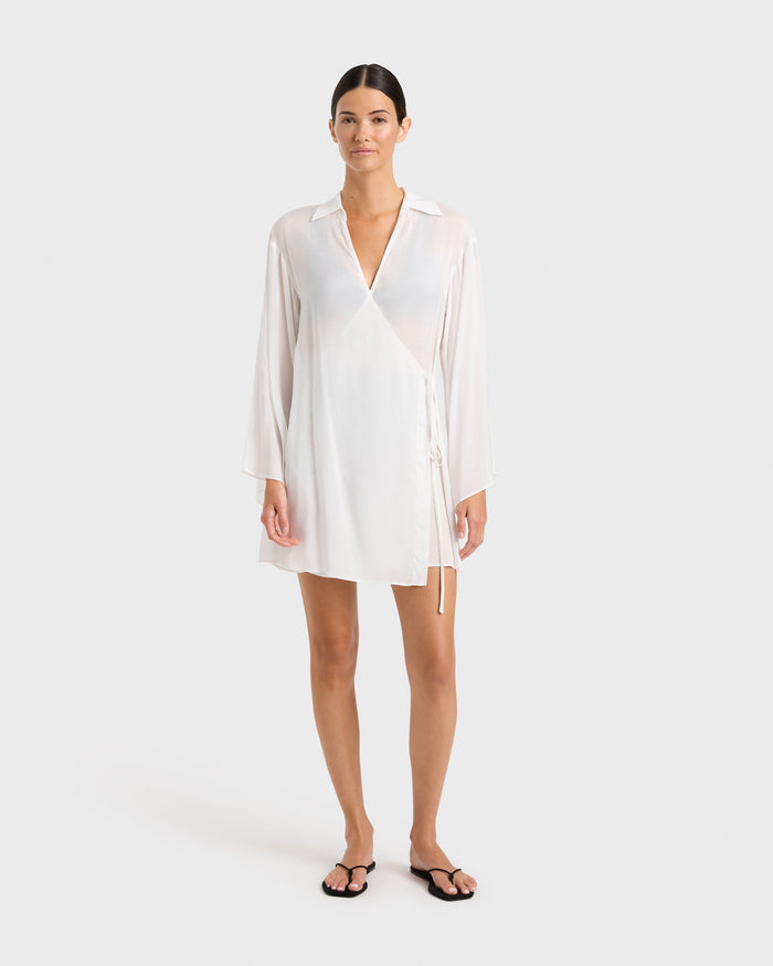 bondi born Cremona Wrap Mini Coverup - White