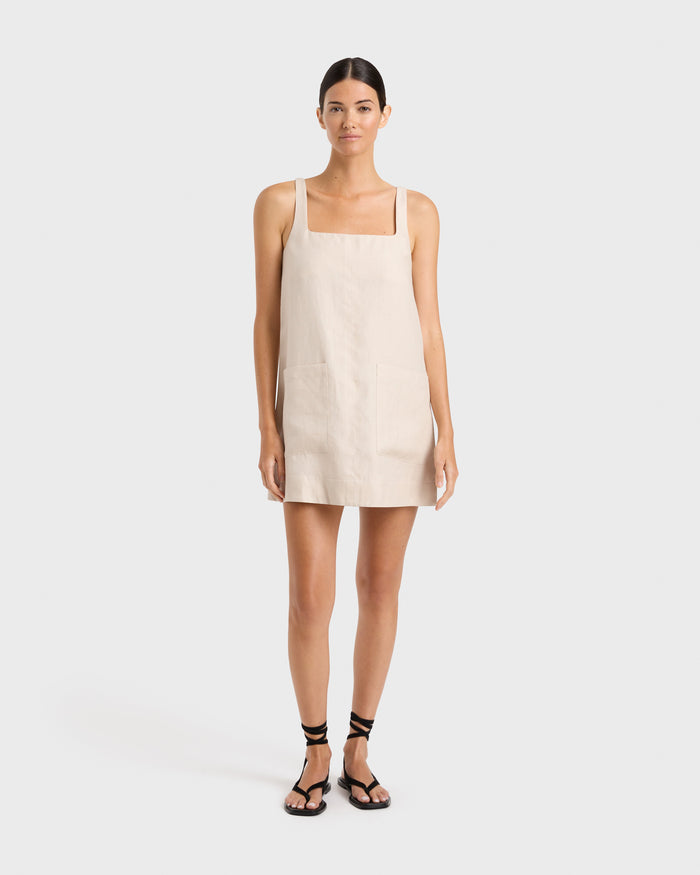 bondi born Delphi A-Line Mini Dress - Sand