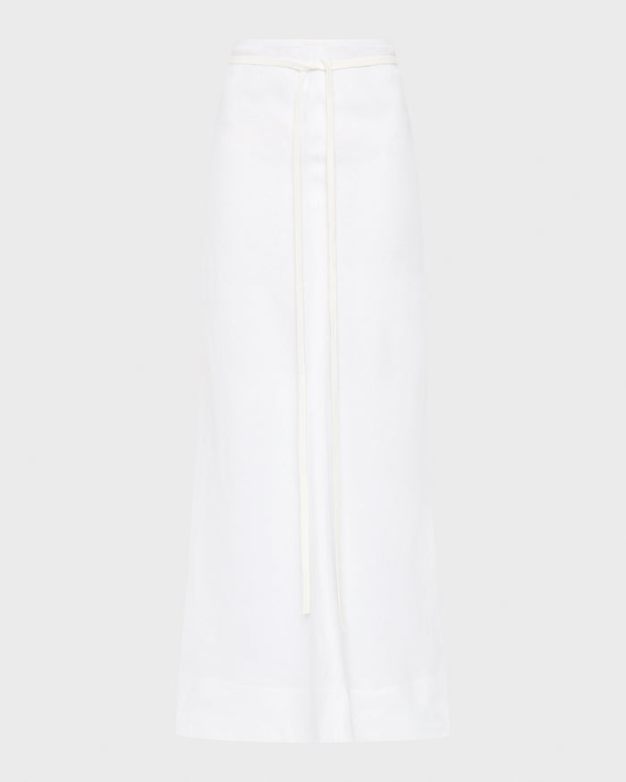 Bondi Born Delphi Bias Cut Linen Maxi Skirt - White