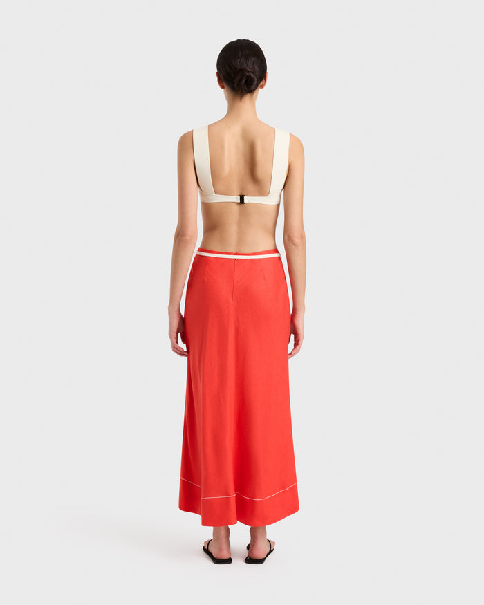 Bondi Born Delphi Bias Cut Maxi Skirt - Scarlet