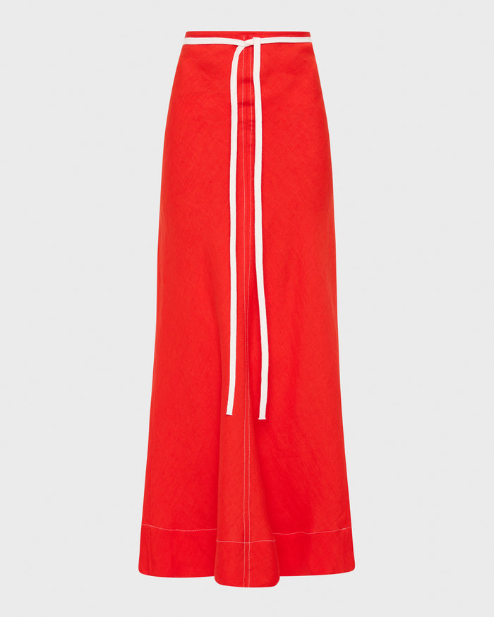 Bondi Born Delphi Bias Cut Maxi Skirt - Scarlet