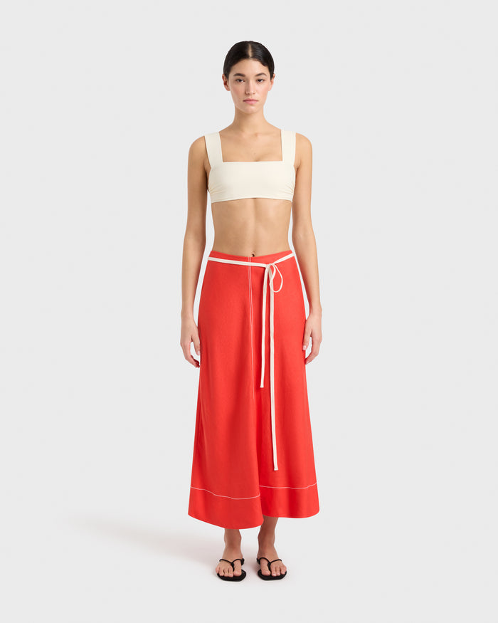 bondi born Delphi Bias Cut Maxi Skirt - Scarlet