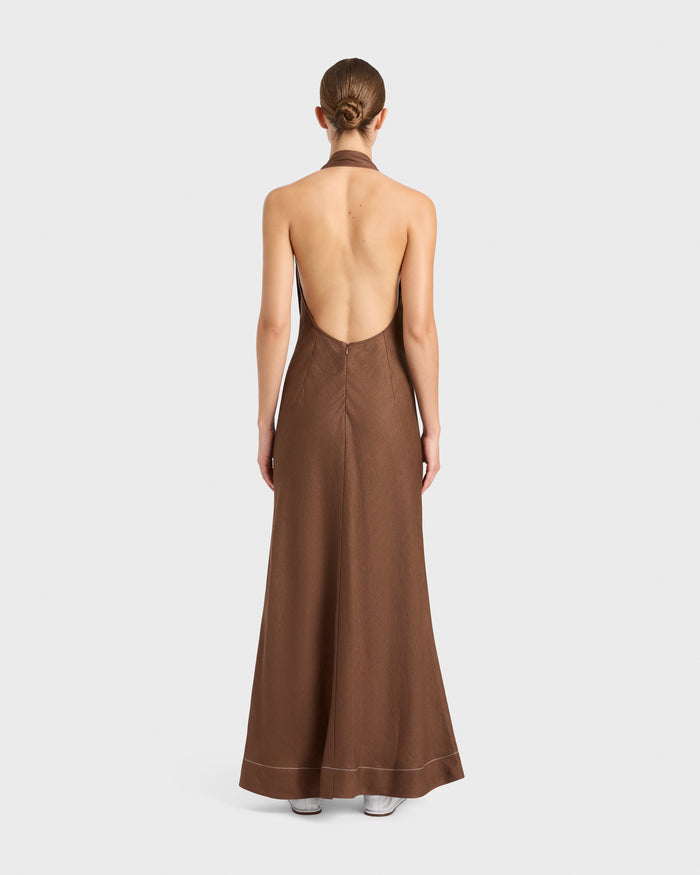 Bondi Born Delphi Bias Maxi Dress - Cocoa