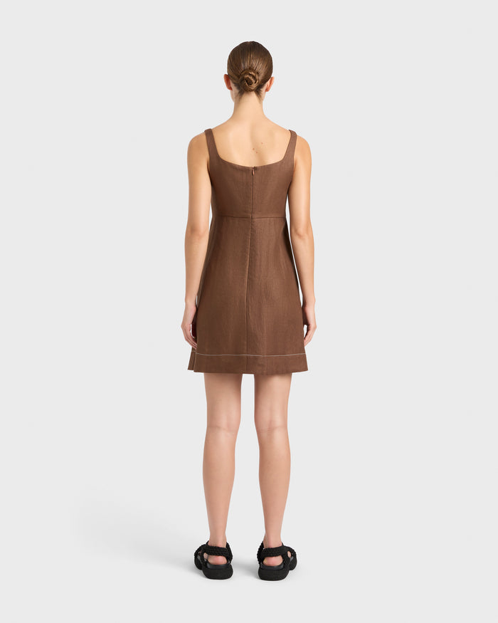 Bondi Born Delphi Empire Mini Dress - Cocoa