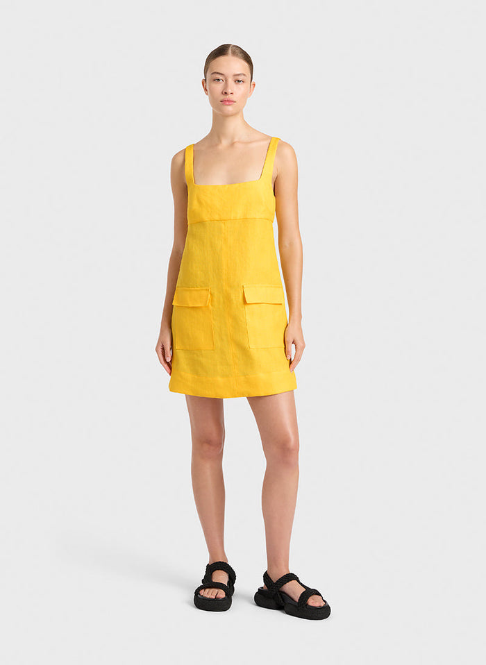 bondi born Delphi Empire Mini Dress - Daffodil