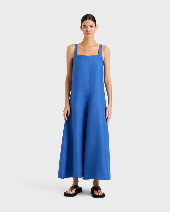 bondi born Delphi Flared Maxi Dress - Sapphire