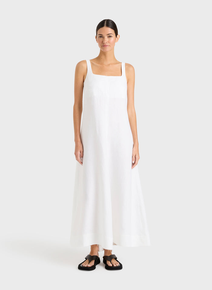 bondi born Delphi Flared Maxi Dress - White