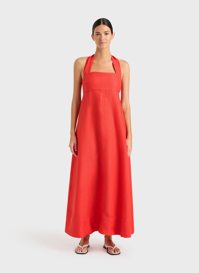 bondi born Delphi Halter Maxi Dress - Scarlet