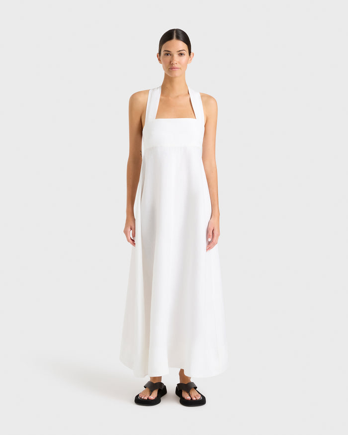bondi born Delphi Halter Maxi Dress - White