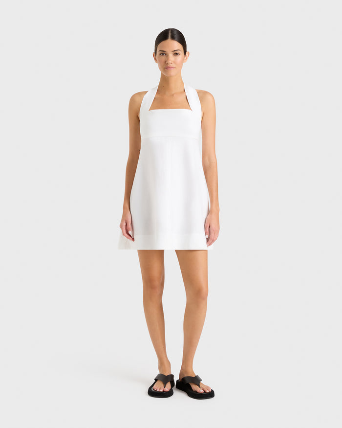 bondi born Delphi Halter Mini Dress - White
