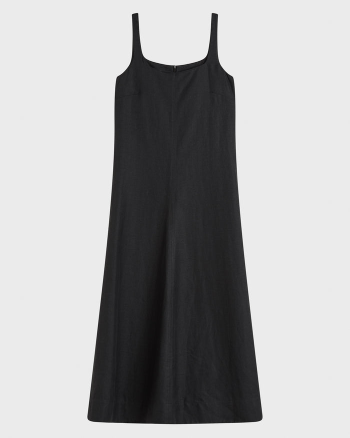 Bondi Born Delphi Linen Flared Maxi Dress - Black