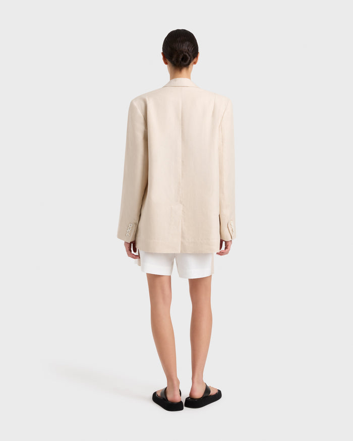 Bondi Born Delphi Linen Oversize Blazer - Sand
