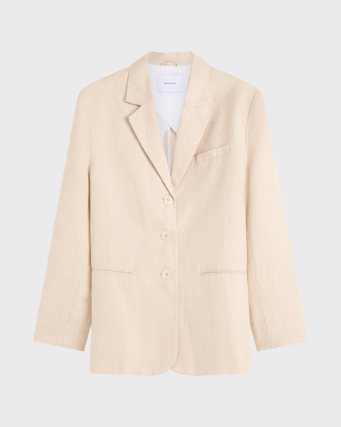 Bondi Born Delphi Linen Oversize Blazer - Sand