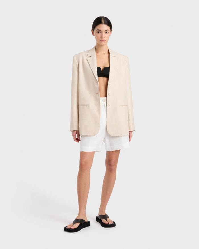 bondi born Delphi Linen Oversize Blazer - Sand