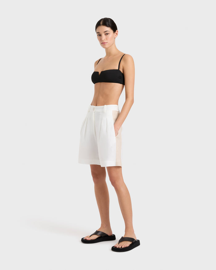 Bondi Born Delphi Linen Two Tone Short - White & Sand