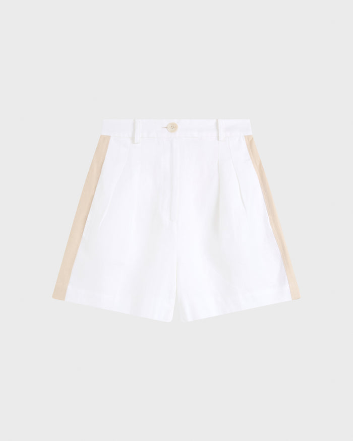 Bondi Born Delphi Linen Two Tone Short - White & Sand