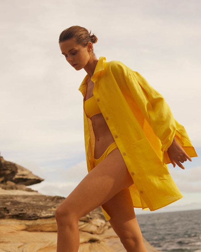 Bondi Born Delphi Oversize Shirt Dress - Daffodil