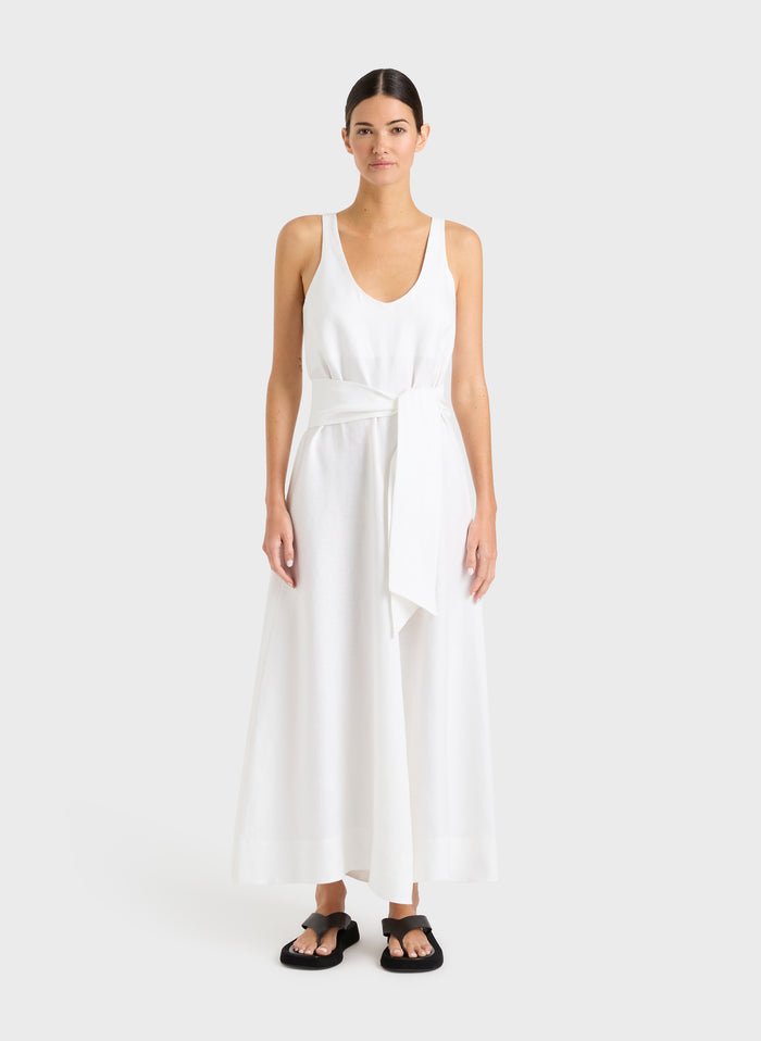 bondi born Delphi Scoop Neck Maxi Dress - White