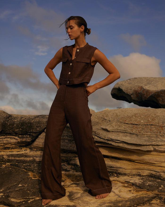 Bondi Born Delphi Tailored Pant - Cocoa