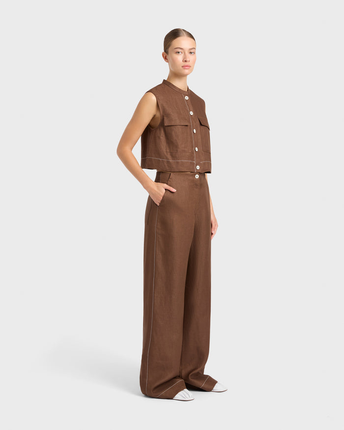bondi born Delphi Tailored Pant - Cocoa