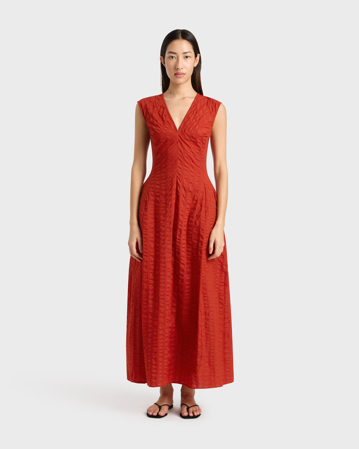 bondi born Hastings V Neck Maxi Dress - Rosso
