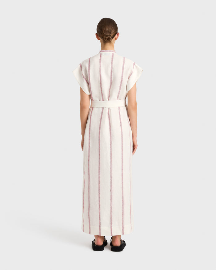 Bondi Born Kiama Belted Shirtdress - Red Stripe