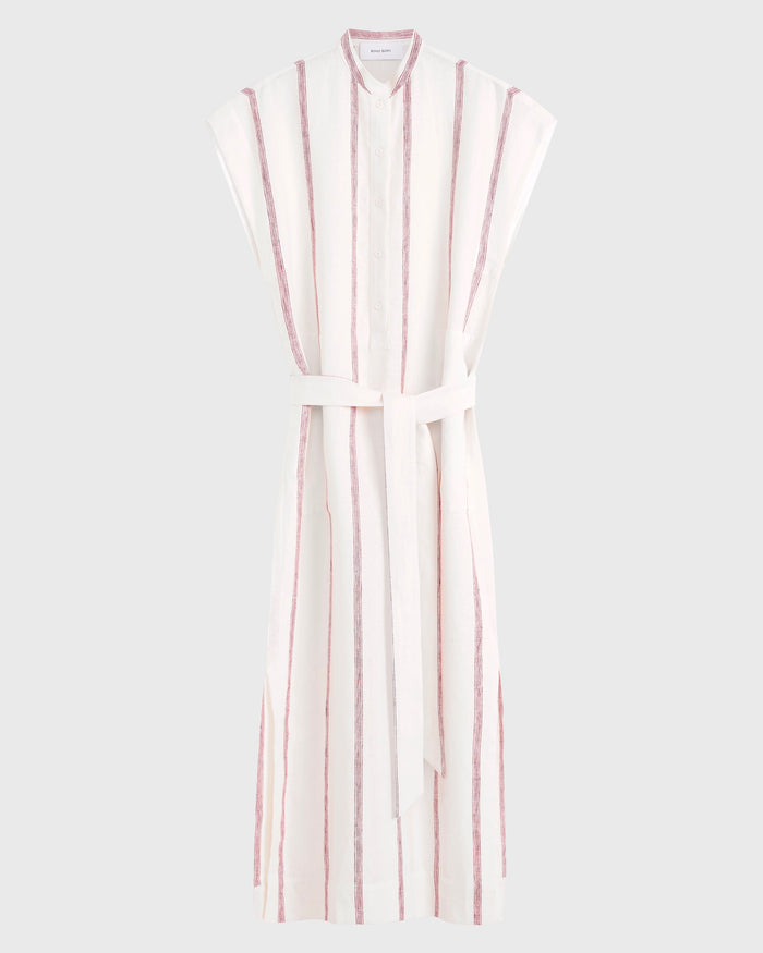 Bondi Born Kiama Belted Shirtdress - Red Stripe