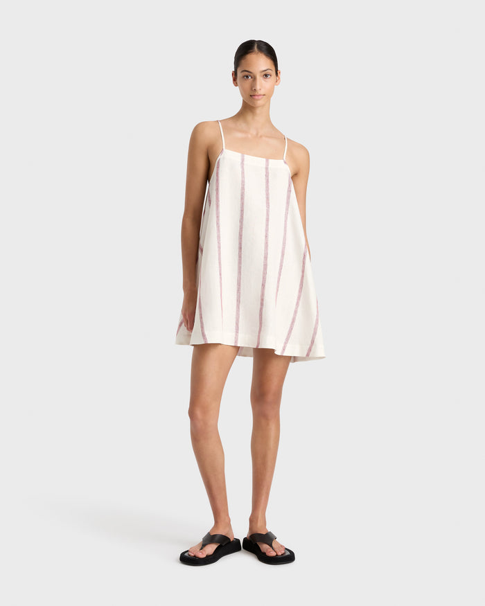bondi born Kiama Mini Dress - Red Stripe