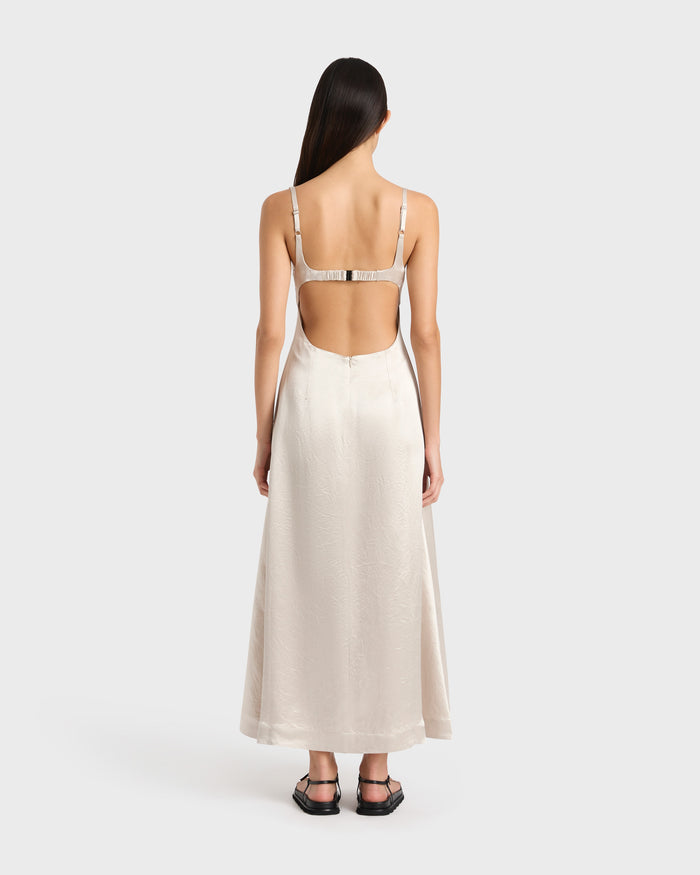 Bondi Born Kobe Exposed Back Maxi Dress - Silver