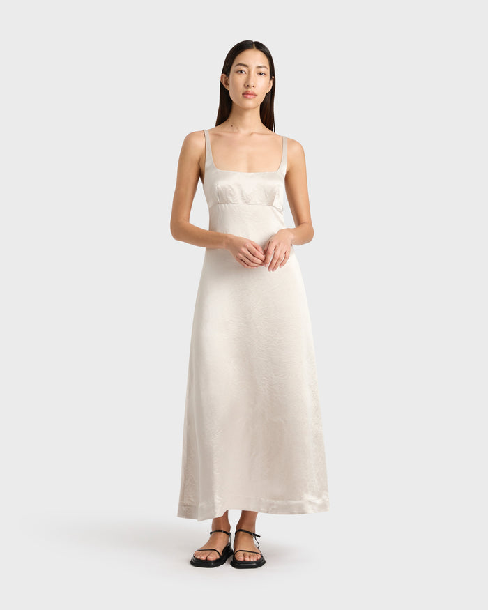 bondi born Kobe Exposed Back Maxi Dress - Silver