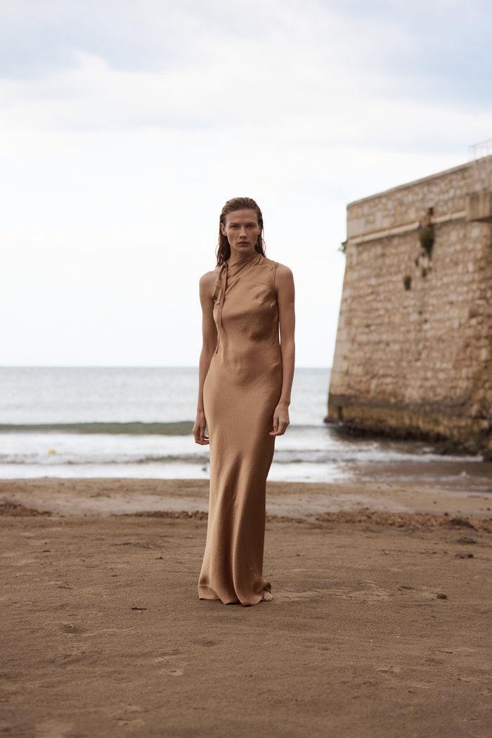 Bondi Born Kobe Open Shoulder Maxi Dress - Honey