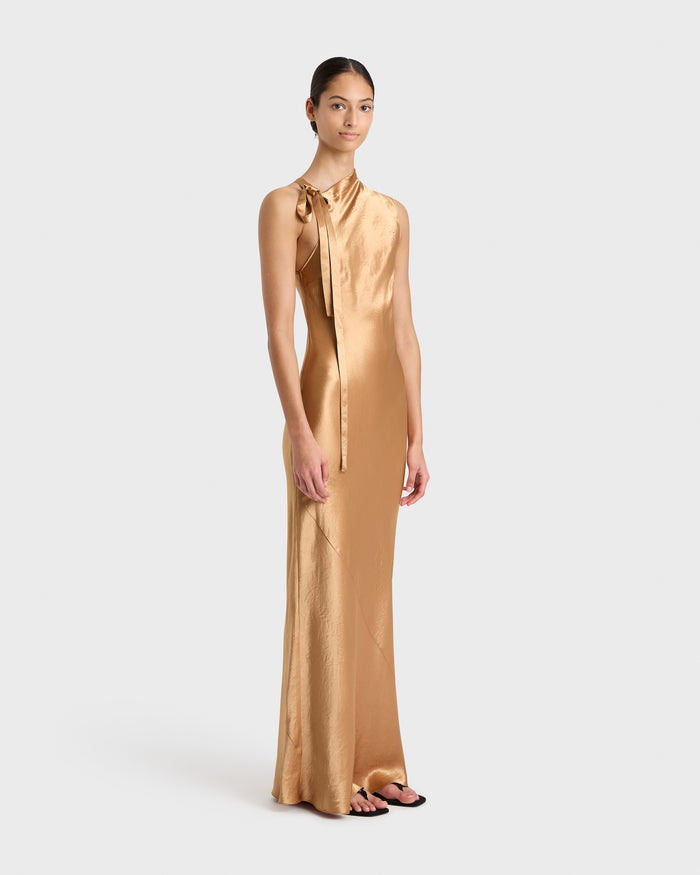 bondi born Kobe Open Shoulder Maxi Dress - Honey