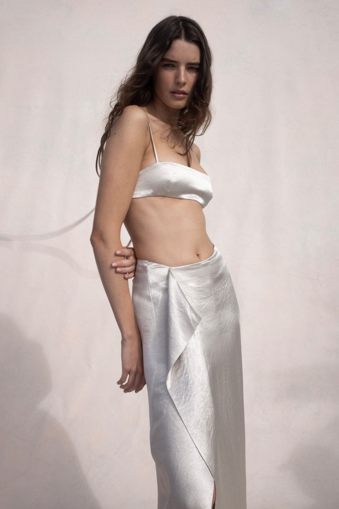 Bondi Born Kobe Satin Slimline Bodice - Silver