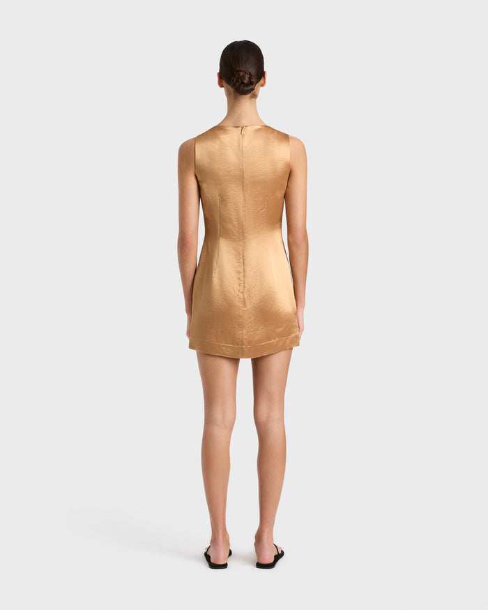 Bondi Born Kobe Square Neck Mini Dress - Honey
