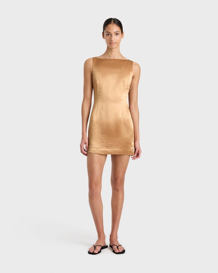 bondi born Kobe Square Neck Mini Dress - Honey
