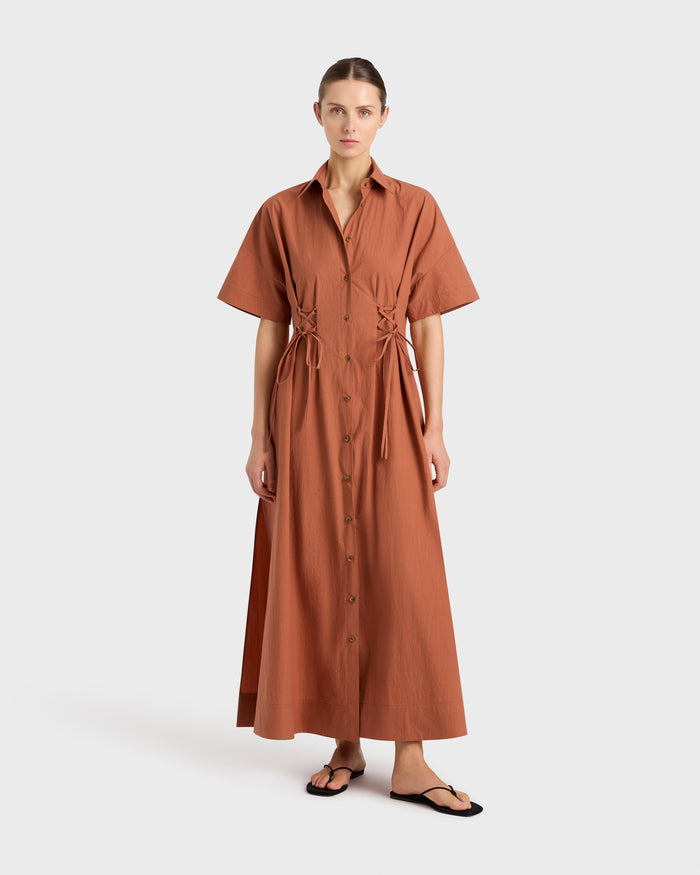 bondi born Kyoto Lace Front Shirtdress - Sienna