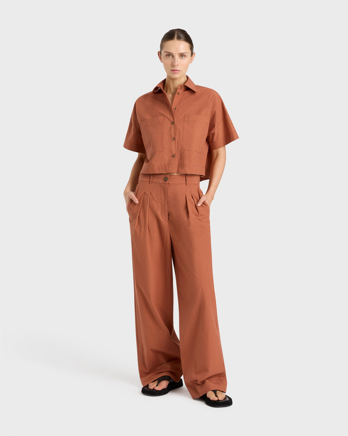 bondi born Kyoto Pleat Front Pant - Sienna